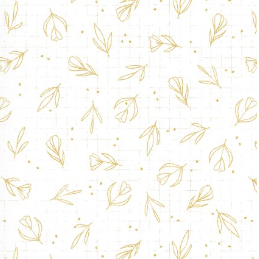 Desert Bloom Tossed Flowers on Grid White Yardage