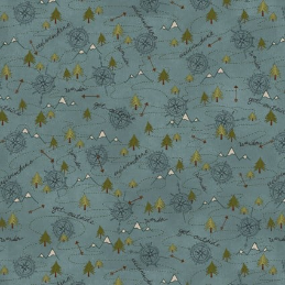 The Mountains are Calling Flannel Mountain Trail Teal Yardage