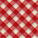 The Chicken Club Diagonal Plaid Red Cream Yardage