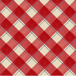 The Chicken Club Diagonal Plaid Red Cream Yardage