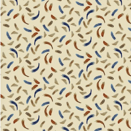 The Chicken Club Tossed Feathers Cream Yardage