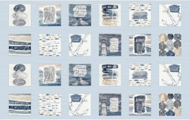 Set Sail Sailing Blocks Running Blue Yardage