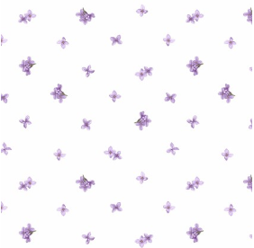 Bloomerang Small Lilac Flowers Tossed White Fabric