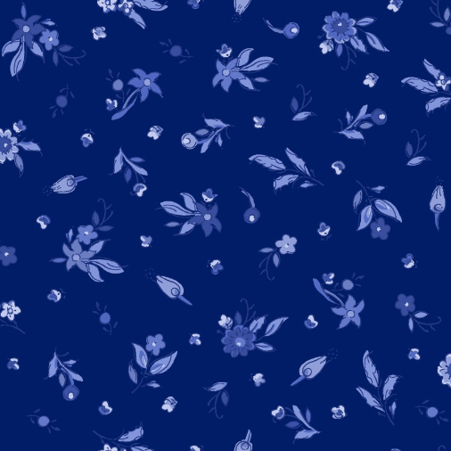 French Quarter Small Floral Dark Blue Fabric