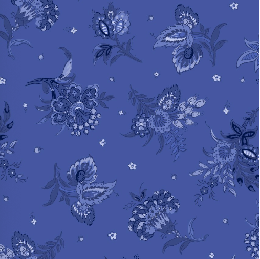 French Quarter Medium Floral Blue Yardage