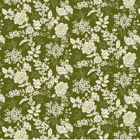 Tranquility Floral Dark Green Yardage