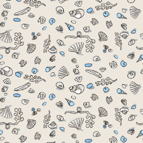 Sandy Toes Mini Shells Pale Taupe Fabric