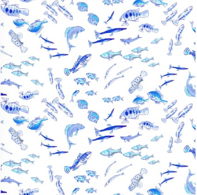 Sandy Toes Fish White Fabric