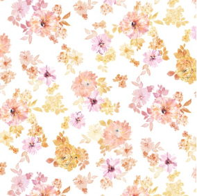 Painted Petals Spaced Flowers Orange Multi Fabric