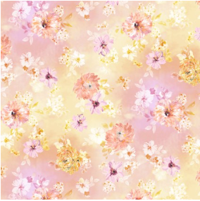 Painted Petals Spaced Flowers Yellow Multi Fabric