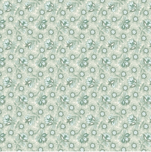 Birdsong Flower Puffs Green Fabric