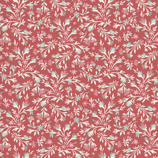 Birdsong Flower Bunch Red Fabric