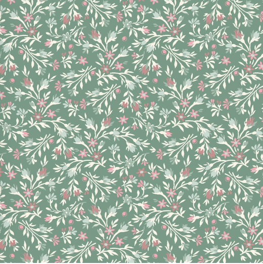 Birdsong Flower Bunch Green Fabric