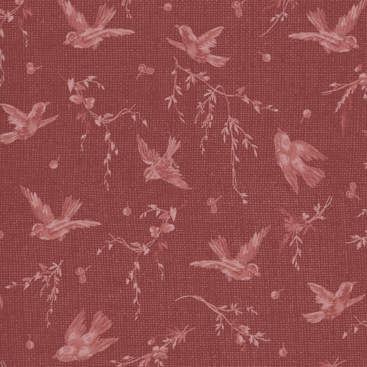 Birdsong Birds Red Fabric