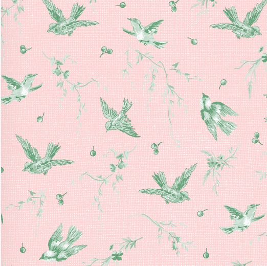 Birdsong Birds Pink/Green Fabric