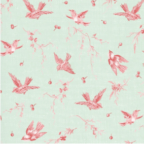 Birdsong Birds Light Green/Pink Fabric