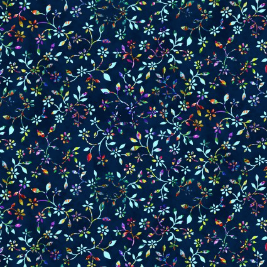 Fractal Forest Mini Floral Indigo Fabric