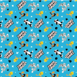 Looney Tunes - Be Looney Character Toss Blue Fabric