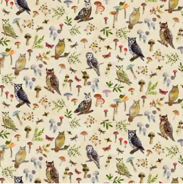 Wild Wonder Owls and Mushrooms Light Butter Yardage