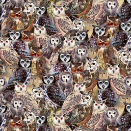 Wild Wonder Packed Owls Multi Yardage