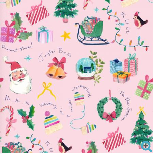 Fa La La Jingle Bells Marshmallow Yardage