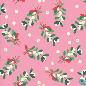 Fa La La Mistletoe Rose Fabric