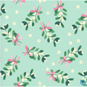 Fa La La Mistletoe Mint Fabric