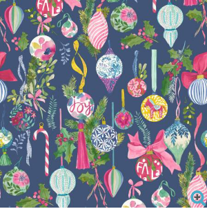 Fa La La Holiday Midnight Blue Yardage