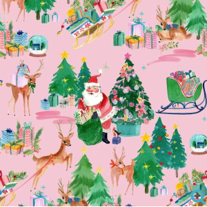 Fa La La Deer Santa Candy Fabric