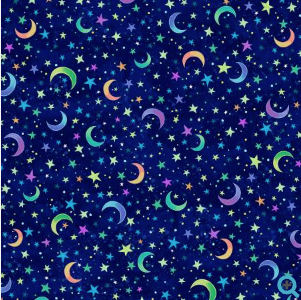 Hootie Patootie Moon & Star Toss Midnight Fabric