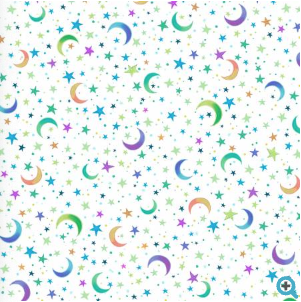 Hootie Patootie Moon & Star Toss White Fabric