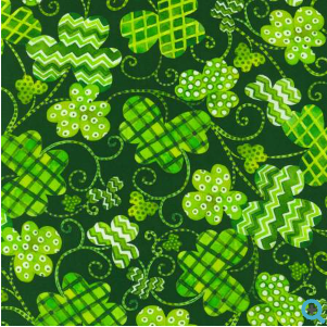 Lucky Day Shamrocks Emerald Fabric