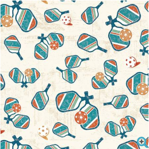 Pickleball Champ Tossed Paddles Cream Fabric