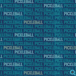 Pickleball Champ Pickleball Tonal Text Dark Blue Fabric