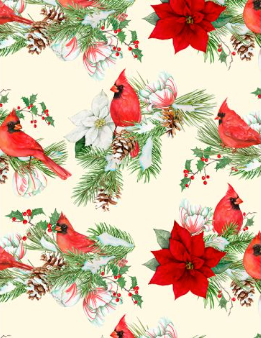 Cardinal Cozy Cardinals All Over Cream Fabric