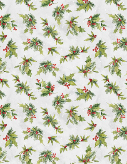 Frosty Frolic Holly Light Gray Yardage