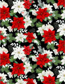 Cardinal Cozy Seasonal Floral All Over Black Fabric