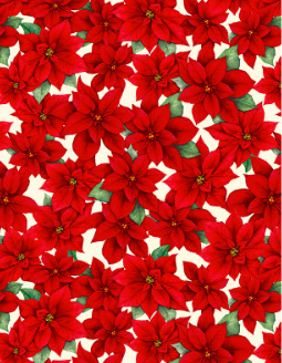 Cardinal Cozy Packed Poinsettias Cream Fabric