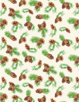 Cardinal Cozy Pinecone Toss Cream Fabric