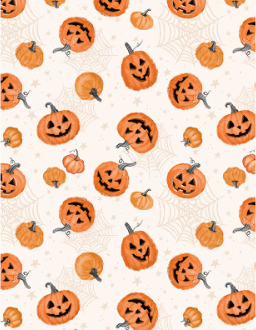 Meow-Gical Night Pumpkin Toss Cream Fabric