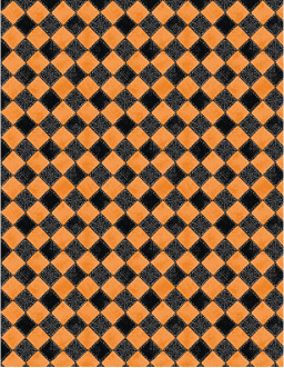 Meow-Gical Night Checkered Webs Orange/Black Fabric