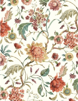 Season's Study Teal Cream Medium Floral Fabric