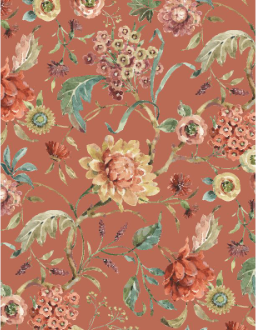 Season's Study Medium Floral Terracotta Yardage