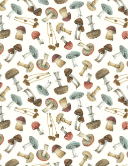 Season's Study Mushrooms All Over Cream Fabric