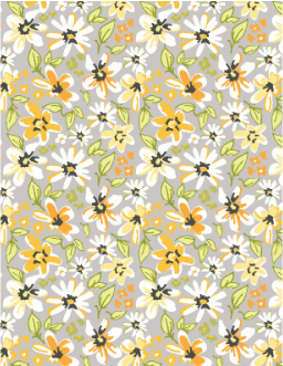 Patch of Sunshine Large Floral Gray Yardage