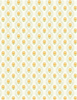 Patch of Sunshine Floral and Dot White Yardage