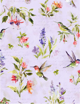 Hummingbird Floral Hummingbird & Floral All Over Purple Yardage