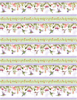Hummingbird Floral Repeating Stripe Multi Yardage