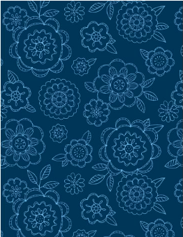 Colors of Summer Large Floral All Over Navy Fabric