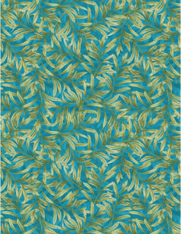 Midnight Garden Leaves All Over Teal Yardage